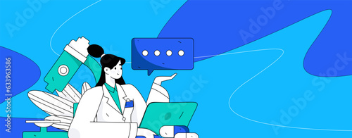 Doctor doing medical examination for patient flat vector concept operation hand drawn illustration
