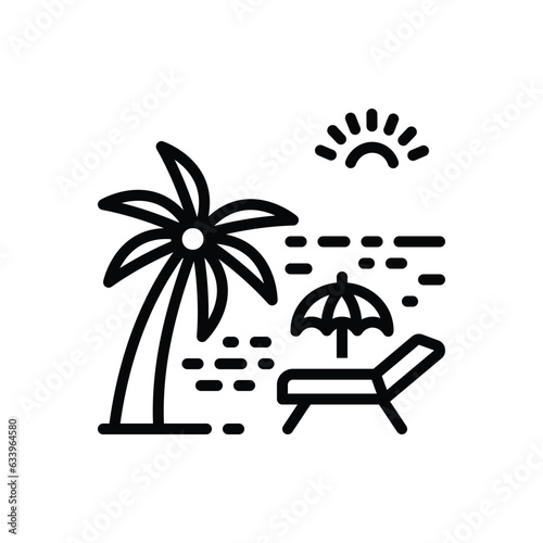 Black line icon for beach 