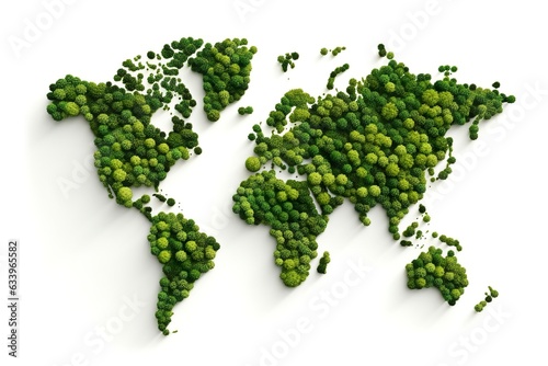 world map green grass surface isolated on a white background. 