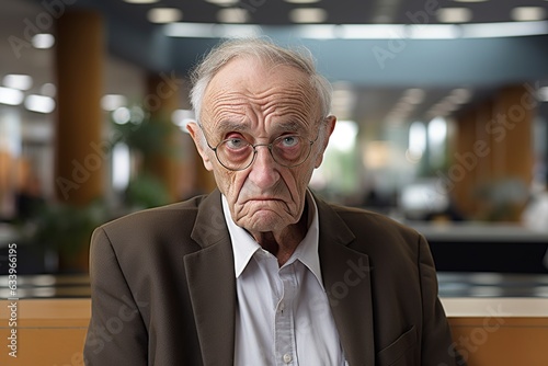disgruntled old man in the reception desk