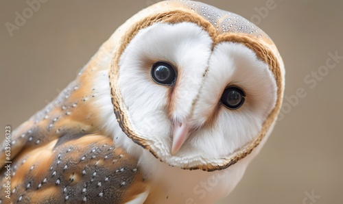 Tyto alba head, a common barn owl. close up.  © Image