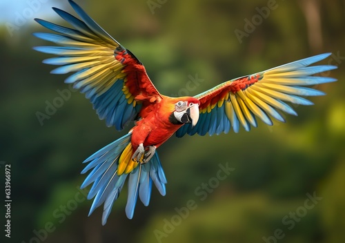 Flying macaw  beautiful bird.