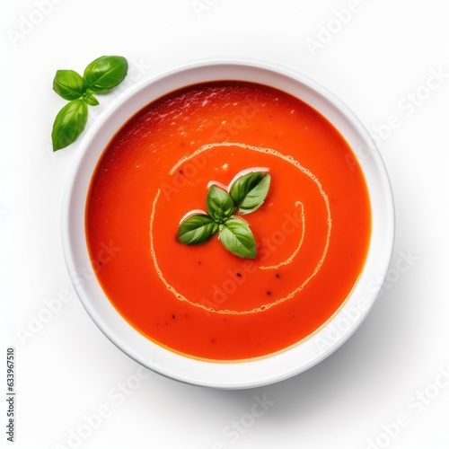 Tomato Soup on plain white background - product photography