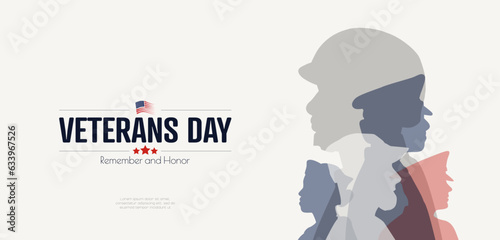 Veterans Day banner. Card with place for text.