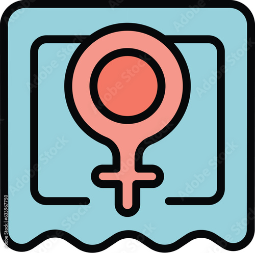 Female contraception icon outline vector. Health hormonal. Birth control color flat
