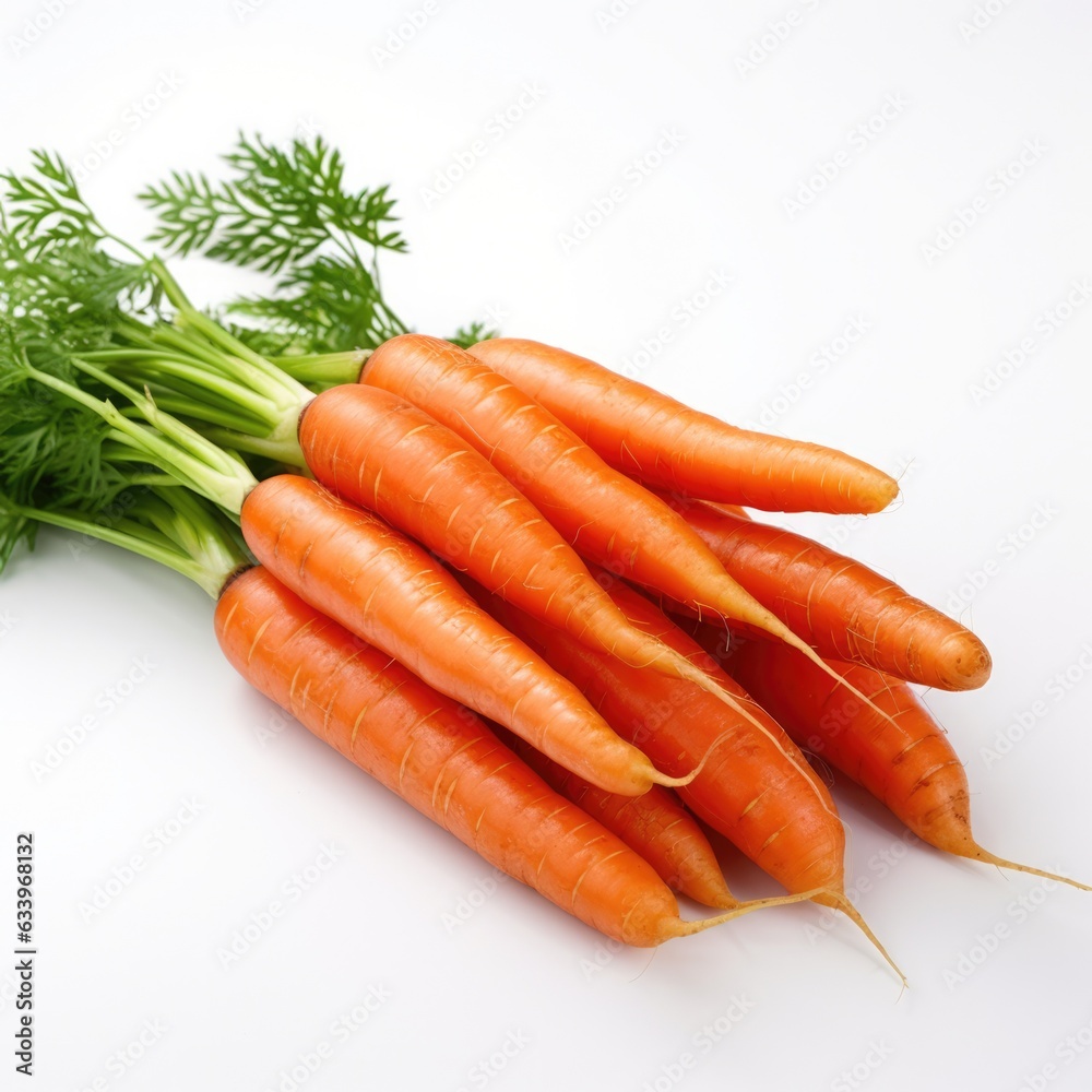 Carrots on plain white background - product photography Carrots on plain white background - product photography