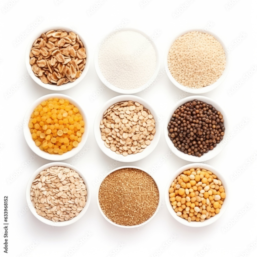 Cereals on plain white background - product photography Cereals on plain white background - product photography