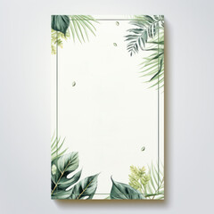wedding invitation and menu template with beautiful leaves