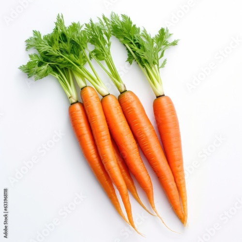 Carrots on plain white background - product photography