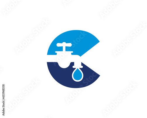 Letter C and Faucet Logo Design 001