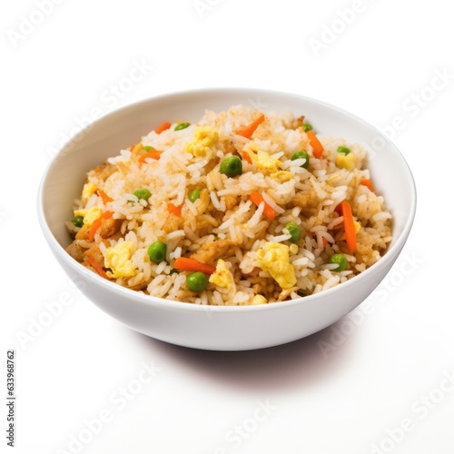 Fried Rice on plain white background - product photography