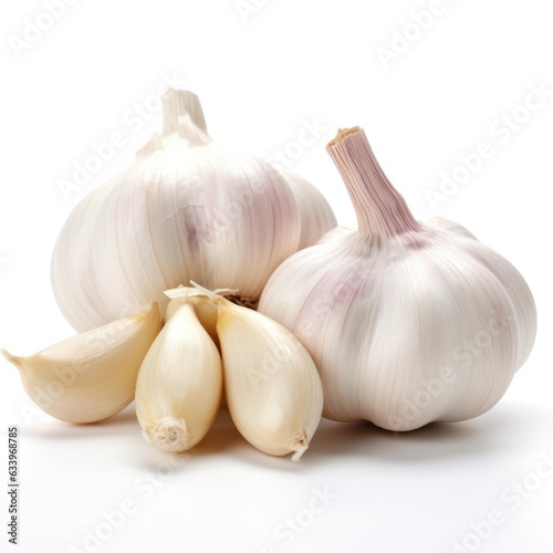 Garlic on plain white background - product photography © 4kclips