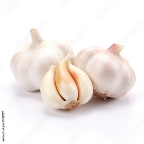 Garlic on plain white background - product photography