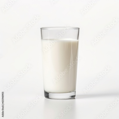 Glass of Milk on plain white background - product photography