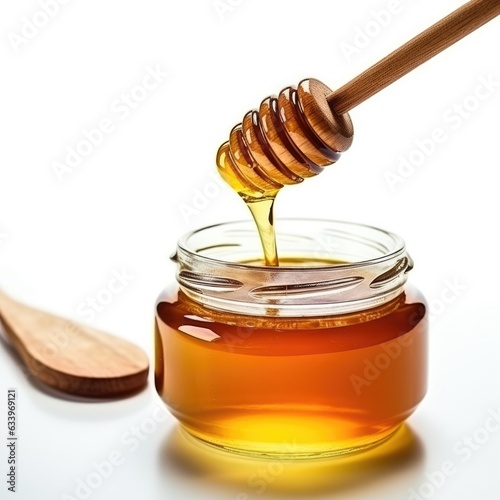 Honey on plain white background - product photography