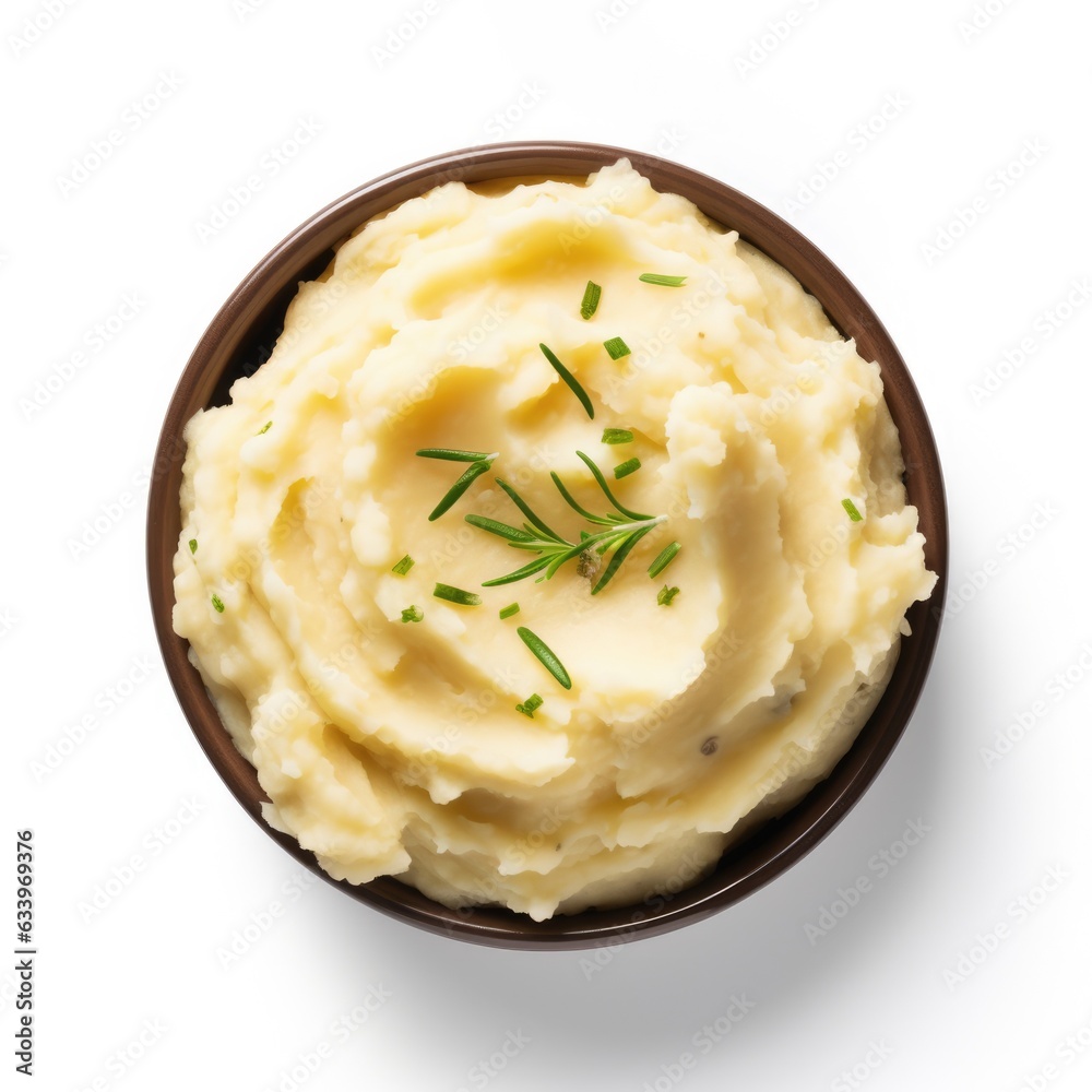 Mashed Potatoes on plain white background - product photography