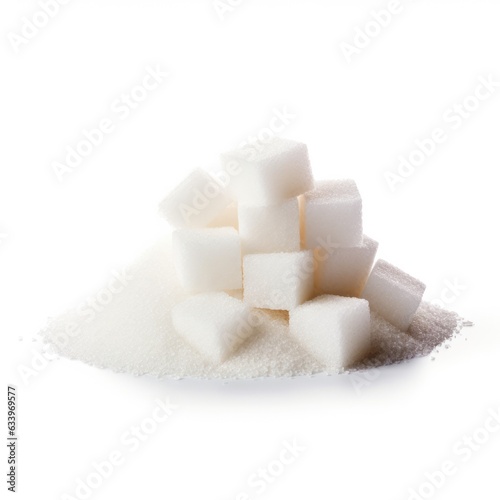 Pile of Sugar on plain white background - product photography