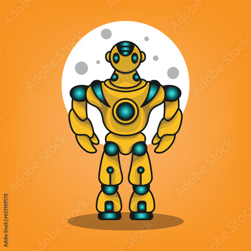 amazing futuristic cute mecha robot mascot logo icon design