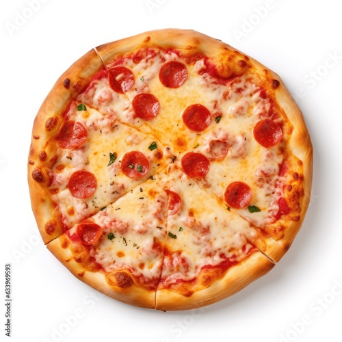 Pizza on plain white background - product photography