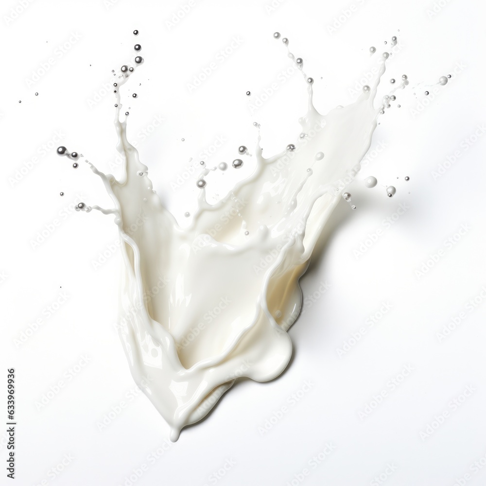 Splash of Milk on plain white background - product photography