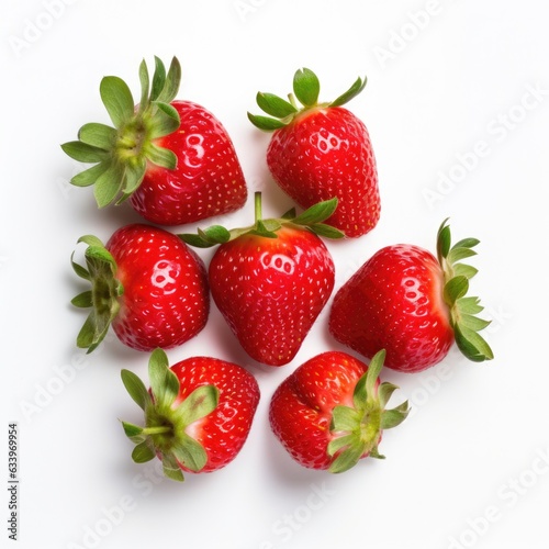Strawberries on plain white background - product photography