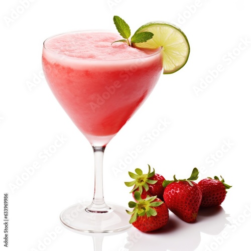 Strawberry Daiquiri on plain white background - product photography