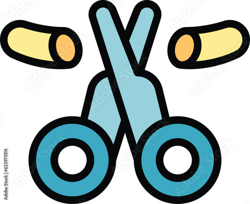 Cut contraception icon outline vector. Birth control. Hormonal health color flat