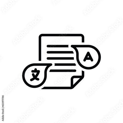 Black line icon for translated 