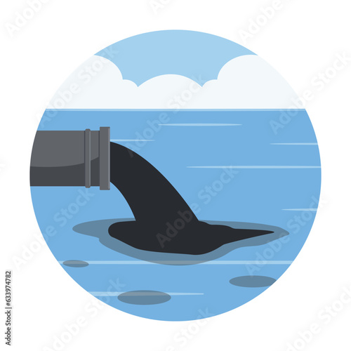 water pollution from industry.dirty waste water in the sea design vector icon flat isolated illustration