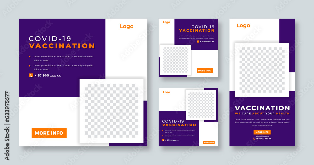 Covid-19 Vaccine Social Media Post for Online Marketing Promotion Banner, Story and Web Internet Ads Flyer Covid-19 Vaccine Social Media Post for Online Marketing Promotion Banner, Story and Web Internet Ads Flyer