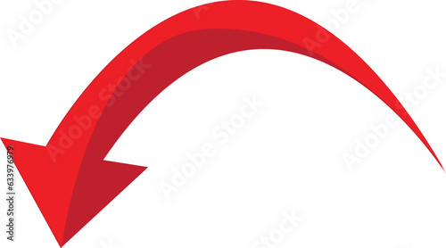 3D Red arrow on white background. Arrows for app, website, social media and digital vector illustration