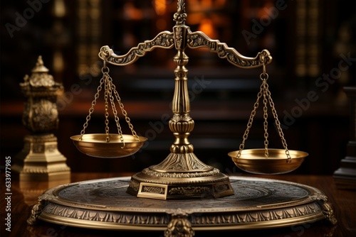 Illegitimate influence hand tips justice scales, symbolizing unfair advantage in legal matters Generative AI photo