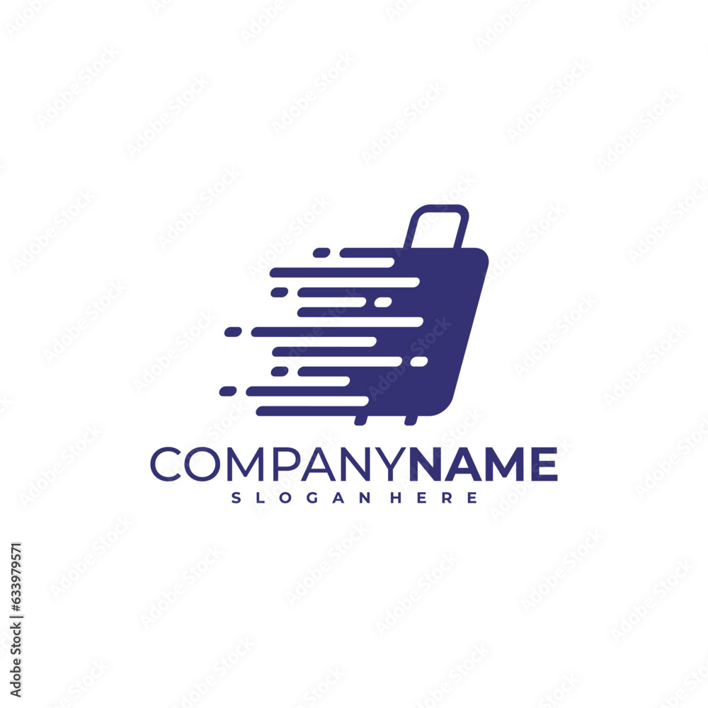 Fototapeta premium Fast Suitcase logo design vector. Suitcase logo design template concept