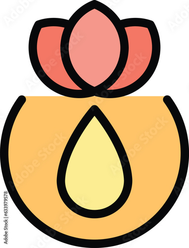 Spa cream drop icon outline vector. Candle wax. Aroma step color flat