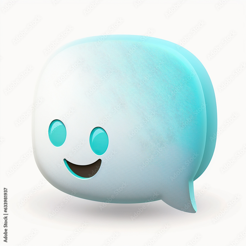 ai generated illustration Cartoon 3d Rendering of happy emoji message box