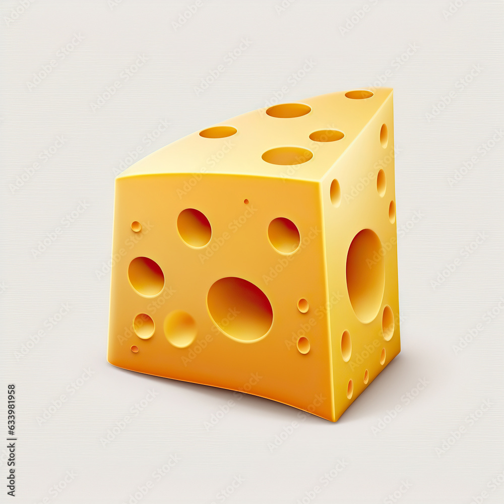 ai generated illustration Cute swiss cheese on a white background. ai generated illustration Cute swiss cheese on a white background.