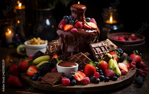 Decadent Chocolate Fountain Delight. Generative AI © zainab