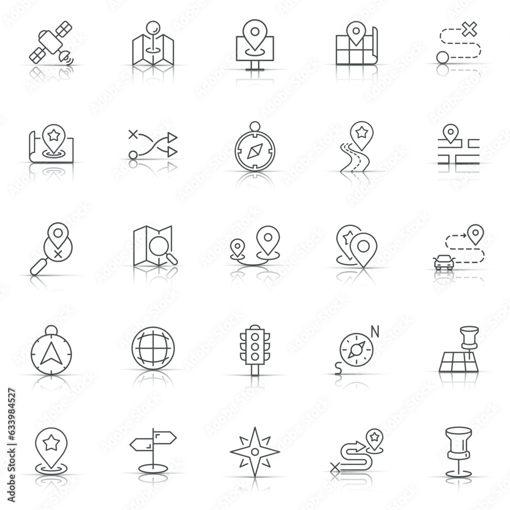 Navigation icon set in flat style. Gps direction vector illustration on white isolated background. Locate pin position business concept.