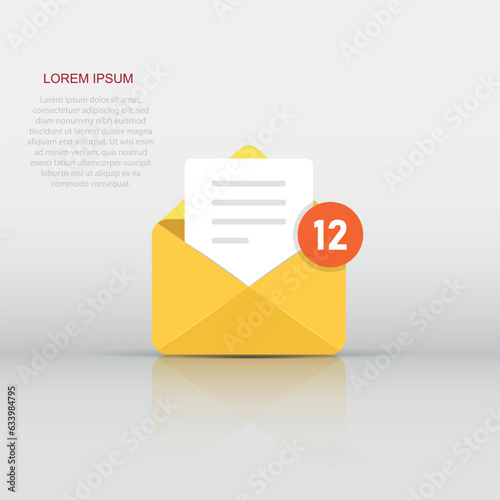New incoming messages icon in flat style. Envelope with notification vector illustration on isolated background. Email sign business concept.