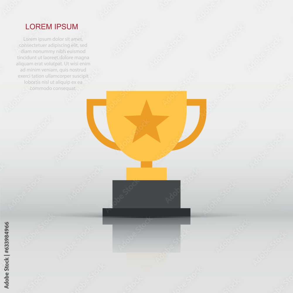 Trophy cup icon in flat style. Goblet prize vector illustration on isolated background. Award sign business concept. Trophy cup icon in flat style. Goblet prize vector illustration on isolated background. Award sign business concept.