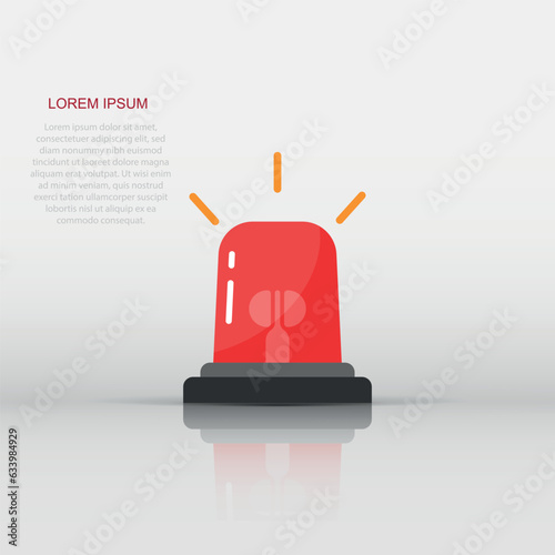Emergency alarm icon in flat style. Alert lamp vector illustration on isolated background. Police urgency sign business concept.