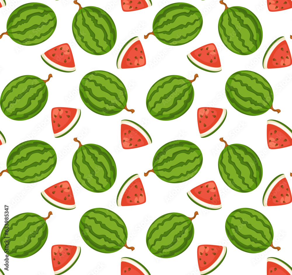 Watermelons slice and whole berry fruit print Watermelons slice and whole berry fruit print