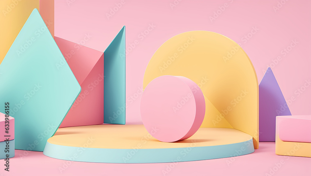 Abstract mock up scene pastel color geometry Abstract mock up scene pastel color geometry
