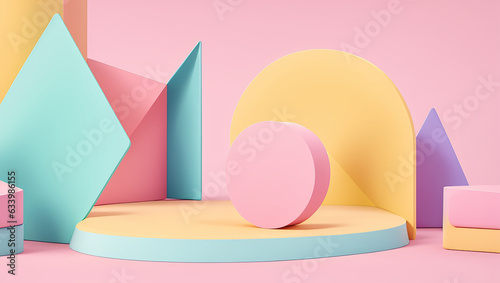 Abstract mock up scene pastel color geometry © Rec Clips