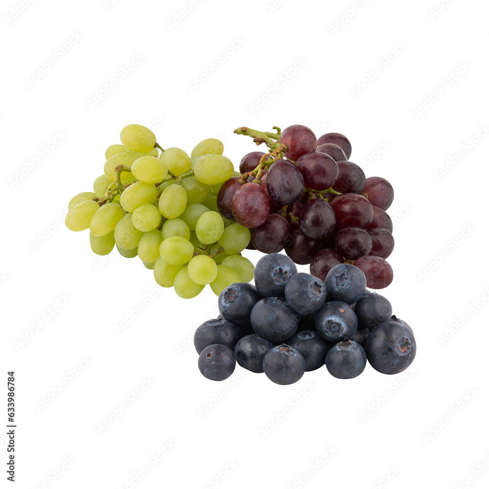 Fresh grapes and blueberries cut out isolated transparent background Fresh grapes and blueberries cut out isolated transparent background
