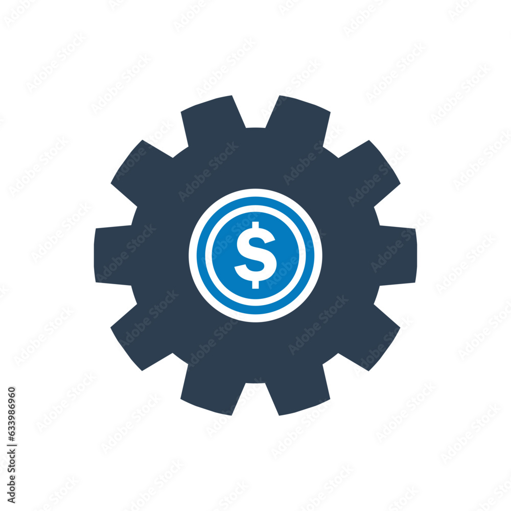 Finance Management Icon. With Gear and Dollar Symbols. Editable Flat Vector Illustration. Finance Management Icon. With Gear and Dollar Symbols. Editable Flat Vector Illustration.