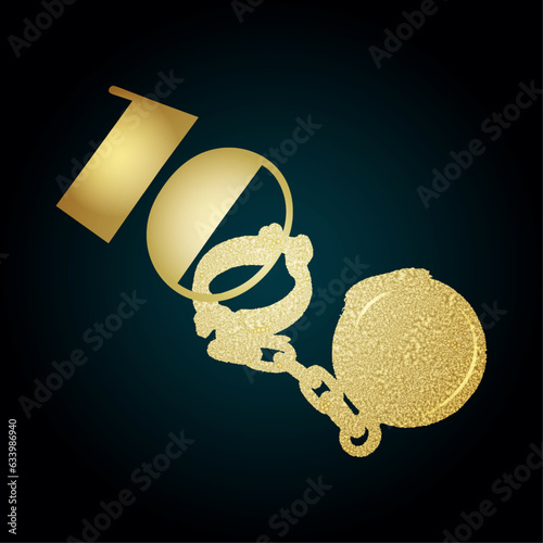 The golden number 10 in shackles is a symbolic postcard
