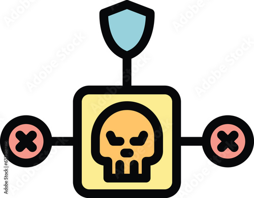 Best antivirus icon outline vector. Safety password. Shield control color flat