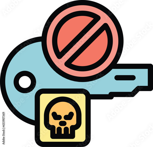 Antivirus key icon outline vector. Secure data. Safety privacy color flat