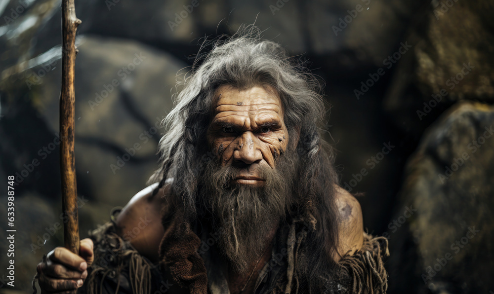 Journey to the Past: Portrait of a Neanderthal Caveman Journey to the Past: Portrait of a Neanderthal Caveman